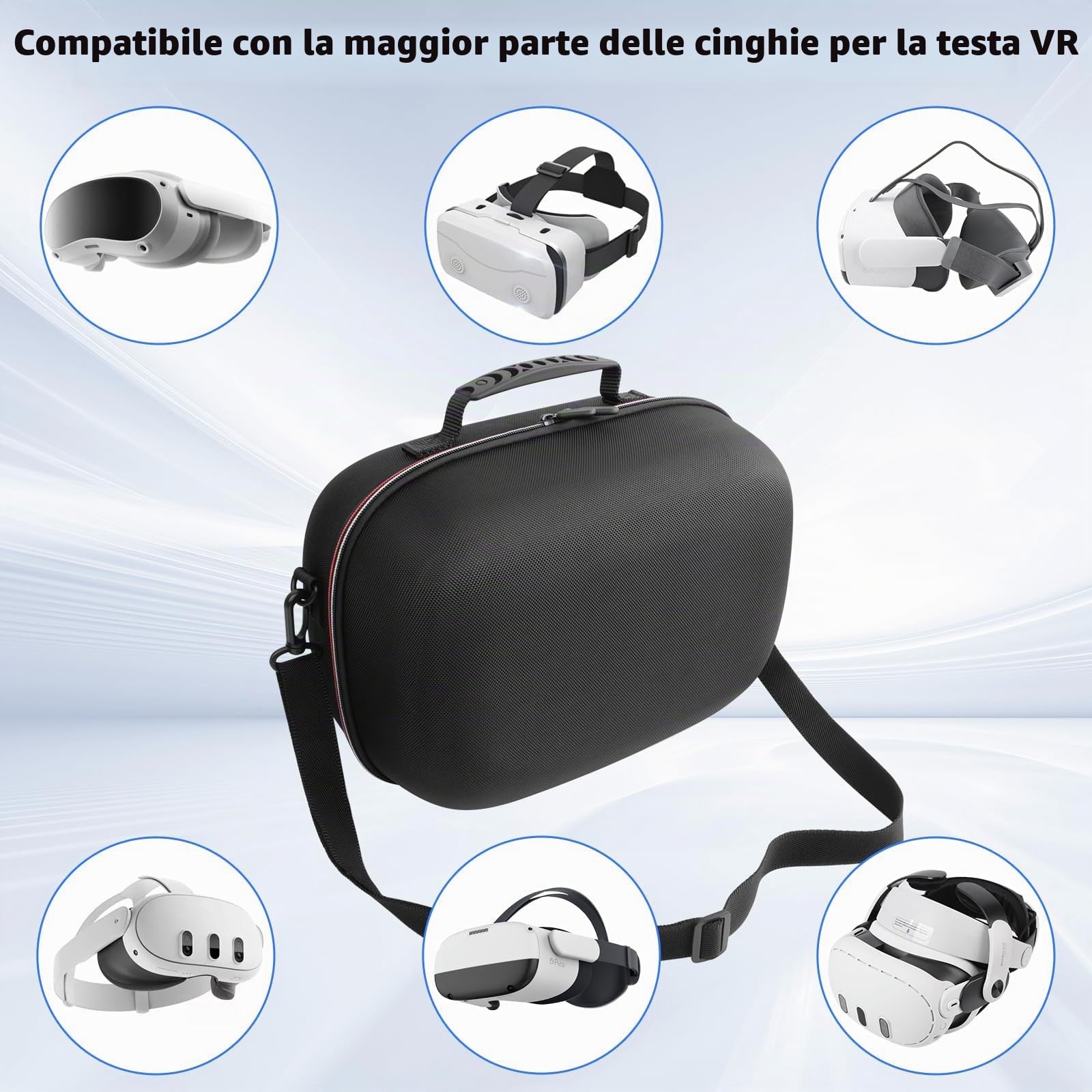 Arvok Custodia da Trasporto per Meta Quest 3 /Quest 2, Custodia Grande Fodera Morbida per Oculus Quest 3 & 2 Accessori, Borsa Protettiva per Cuffie VR con Guscio Rigido per Viaggio e Stoccaggio