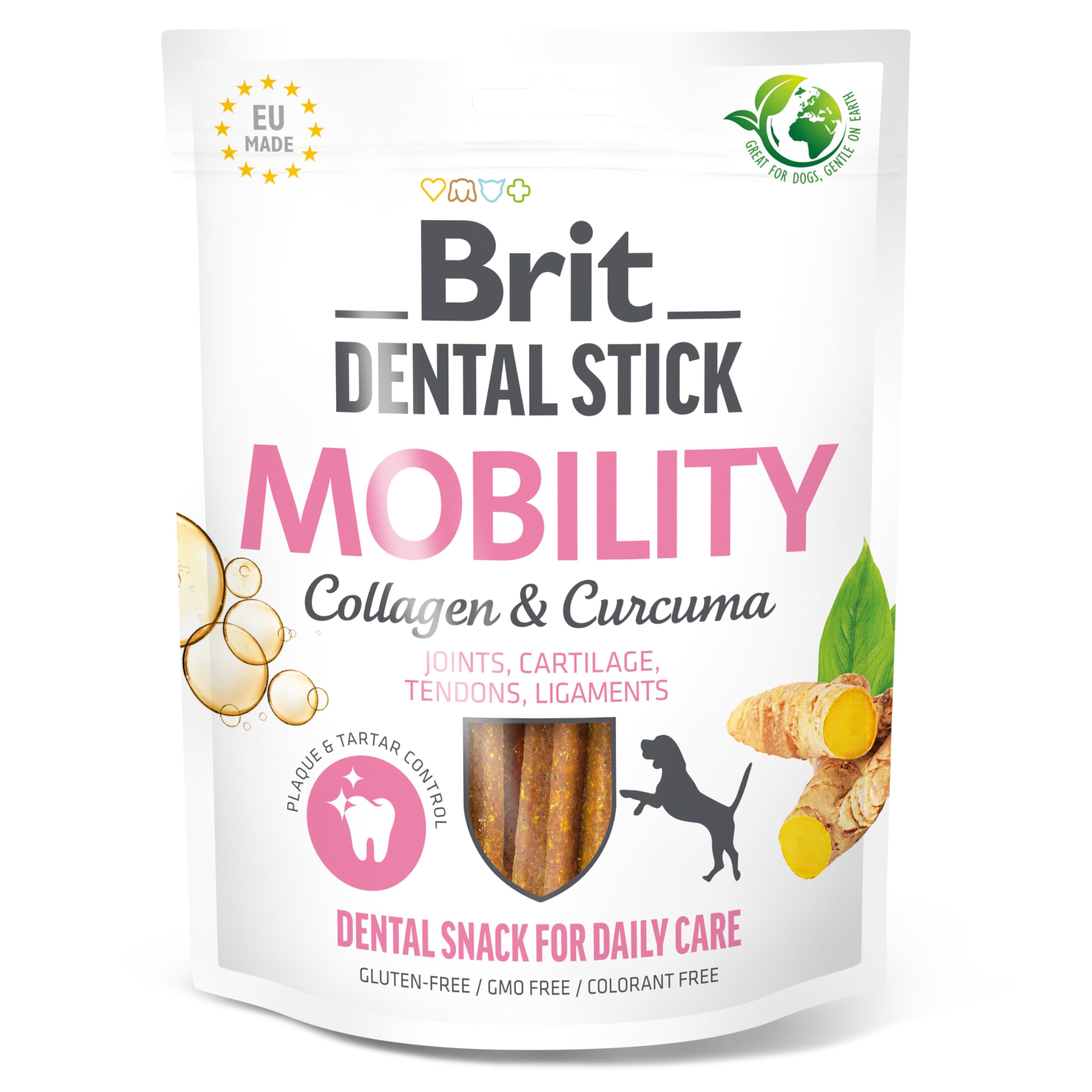 Brit – Dog Dental Sticks Mobility, Curcuma & Collagen Flavour, 7 sticks