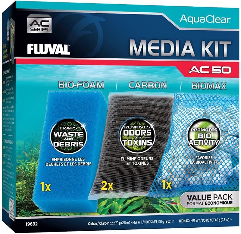 Kit de mantenimiento de medios para filtro de potencia AC50 | Para uso en acuarios de agua dulce y salada