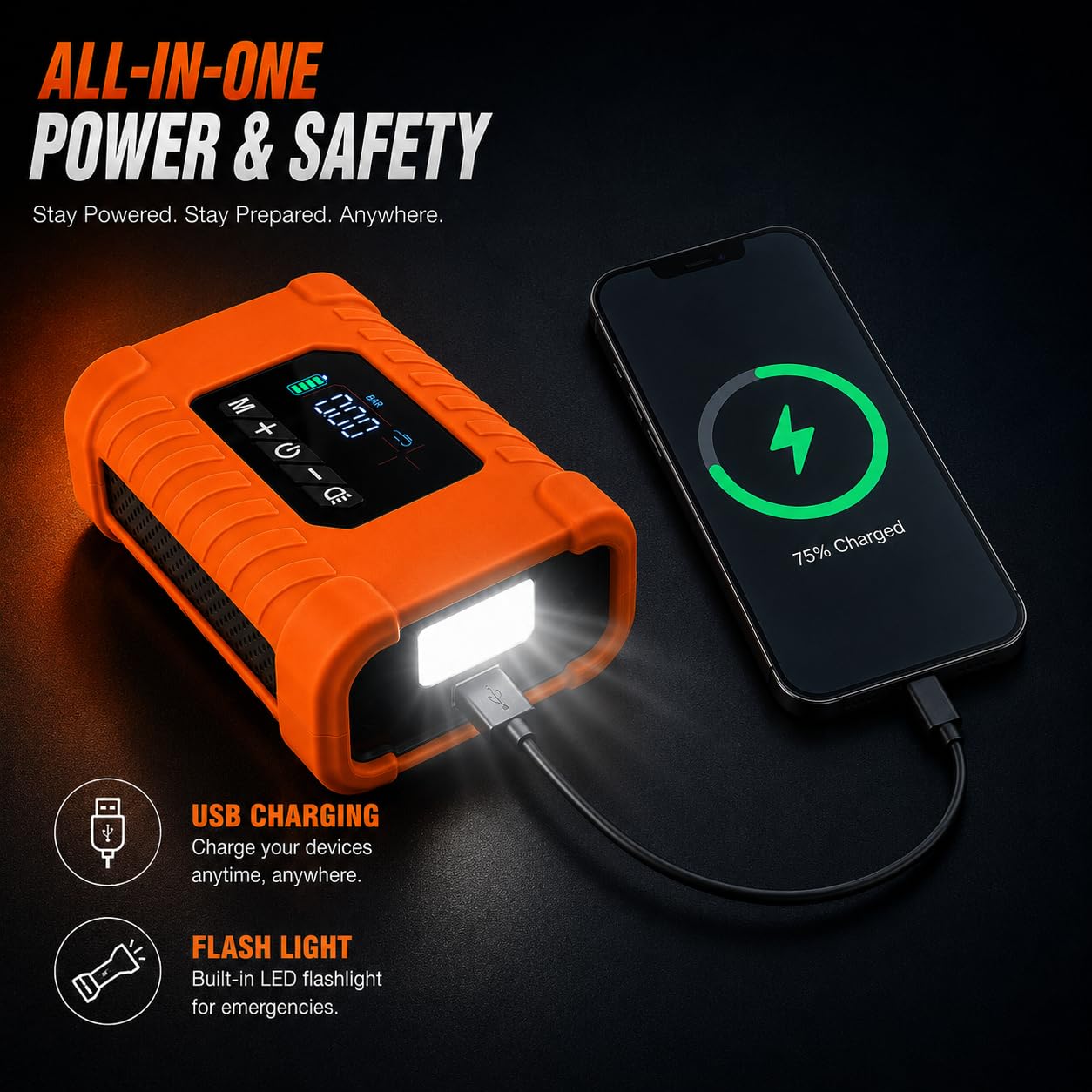 Gonfiatore portatile per pneumatici, senza fili, con manometro digitale, luce LED e spegnimento automatico, pompa elettrica per bici per pneumatici di moto e biciclette, compressore d'aria