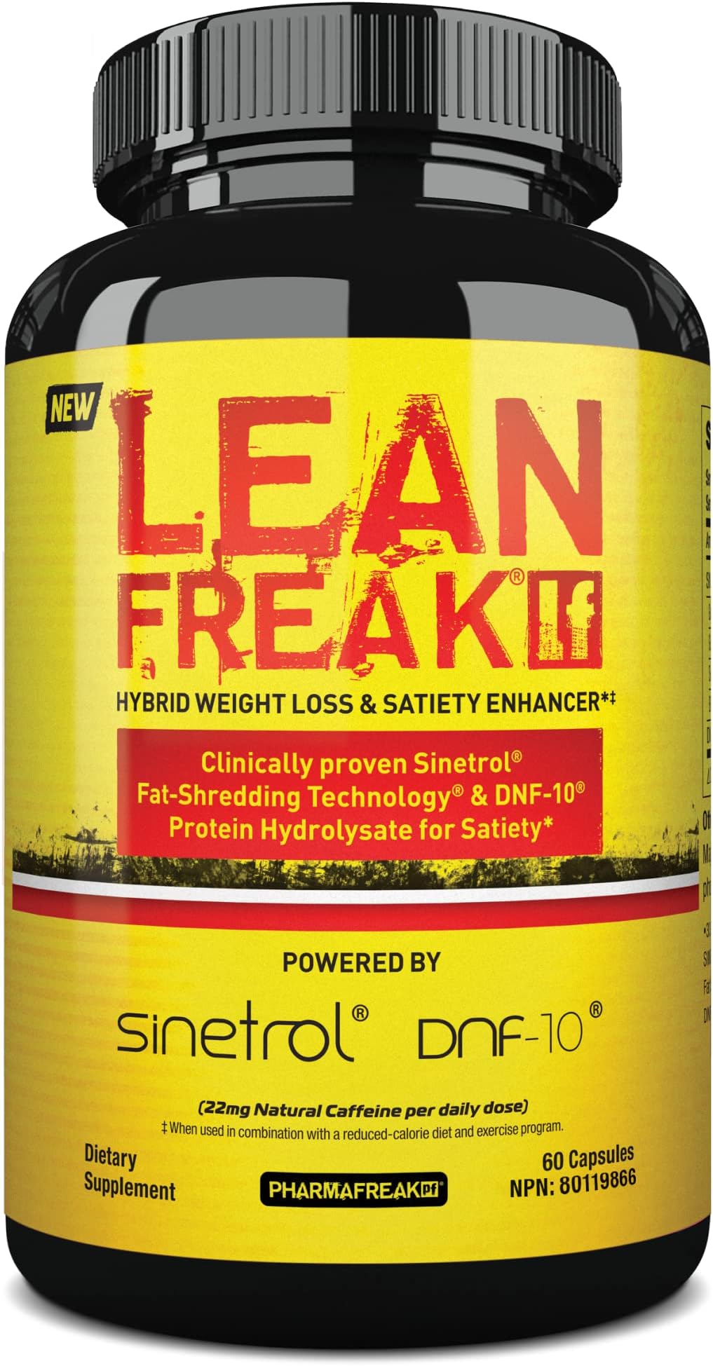 Pharmafreak Lean Freak - Hybrid Weight Loss & Satiety Enhancer - 60 ct - Full 30 Day Supply - Featuring Clinically Proven Sinetrol & DNF-10 for Maximum Results - 60 Veggie Caps