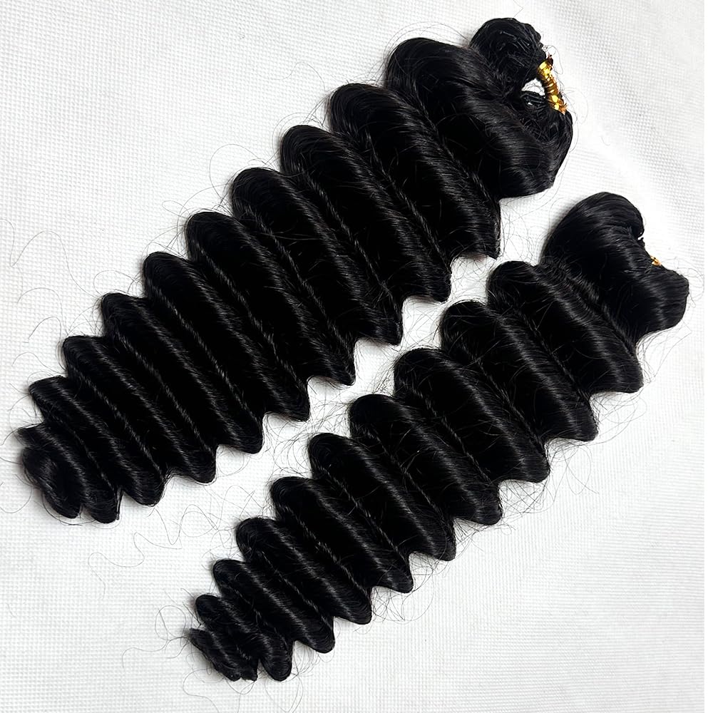 Deep Wave Crochet Human Hair Knotless Pre-Separated Crochet Hair Seamless Feather Human Hair Extension Reusable 16inch 120g Natural Black
