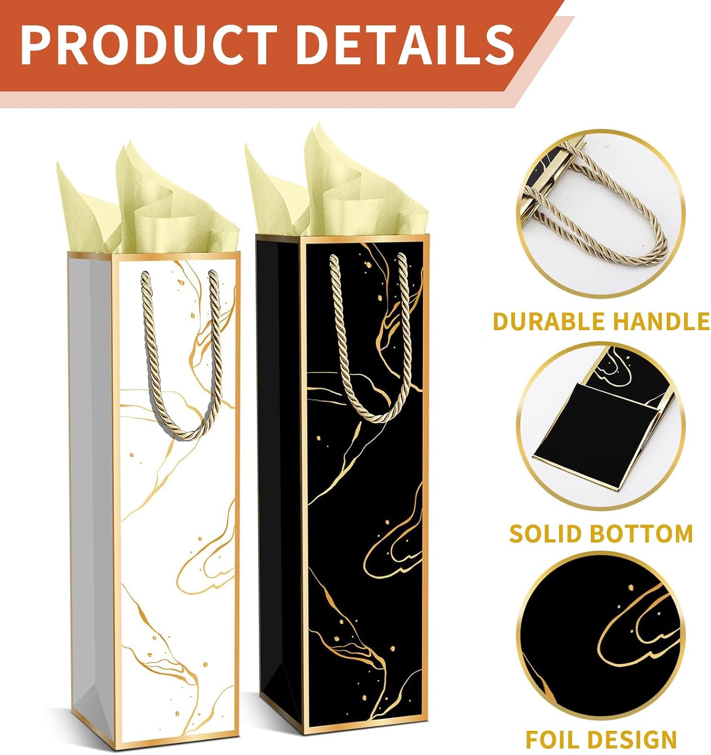 30 Pack Wine Gift Bag with Handles and Tissue Paper Wine Bottle Gift Bags Reusable Liquor Bags for Christmas,Weddings,Birthday,Holiday Party - Image 6