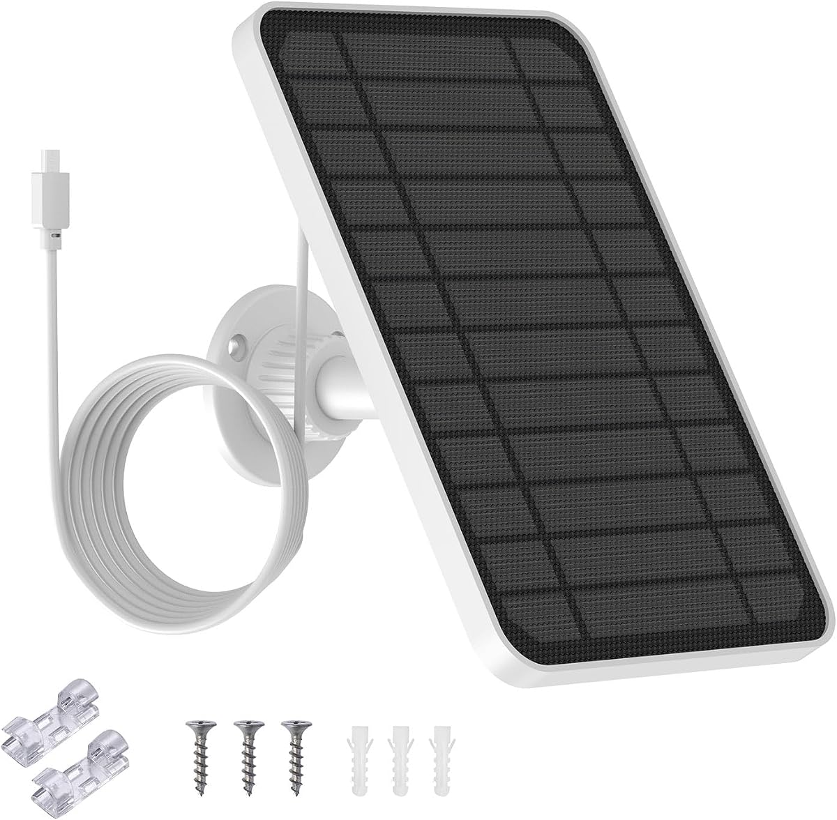 Solar Panel for eufy Camera, 5W Solar Panel Compatible with eufyCam 2/2 Pro, 2C/2C Pro, E20/E40 Spotlight, IP65 Waterproof USB-C Solar Panel Charger for eufy with Micro USB & Rubber Plug