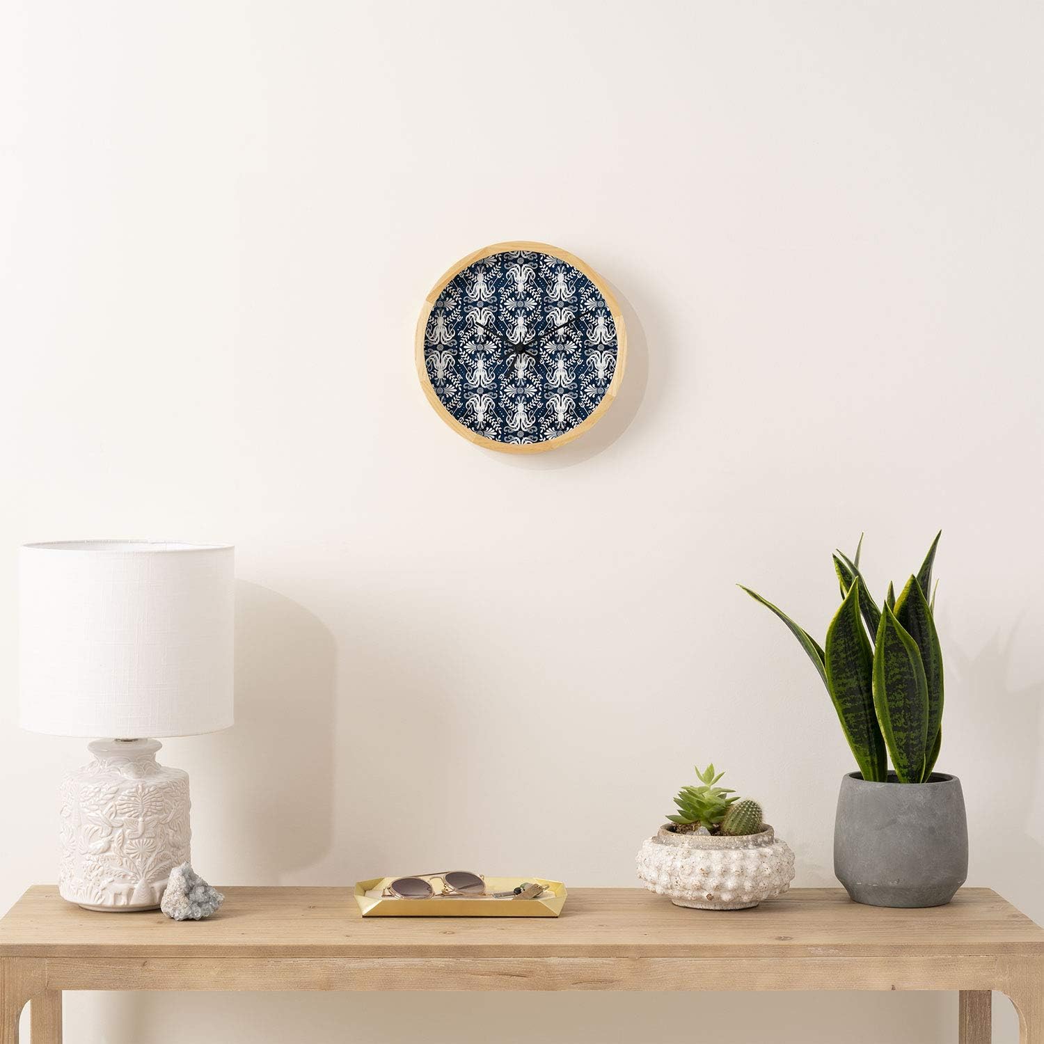 Deny Designs Heather Dutton Wall Clock, Natural Frame, Black Hands