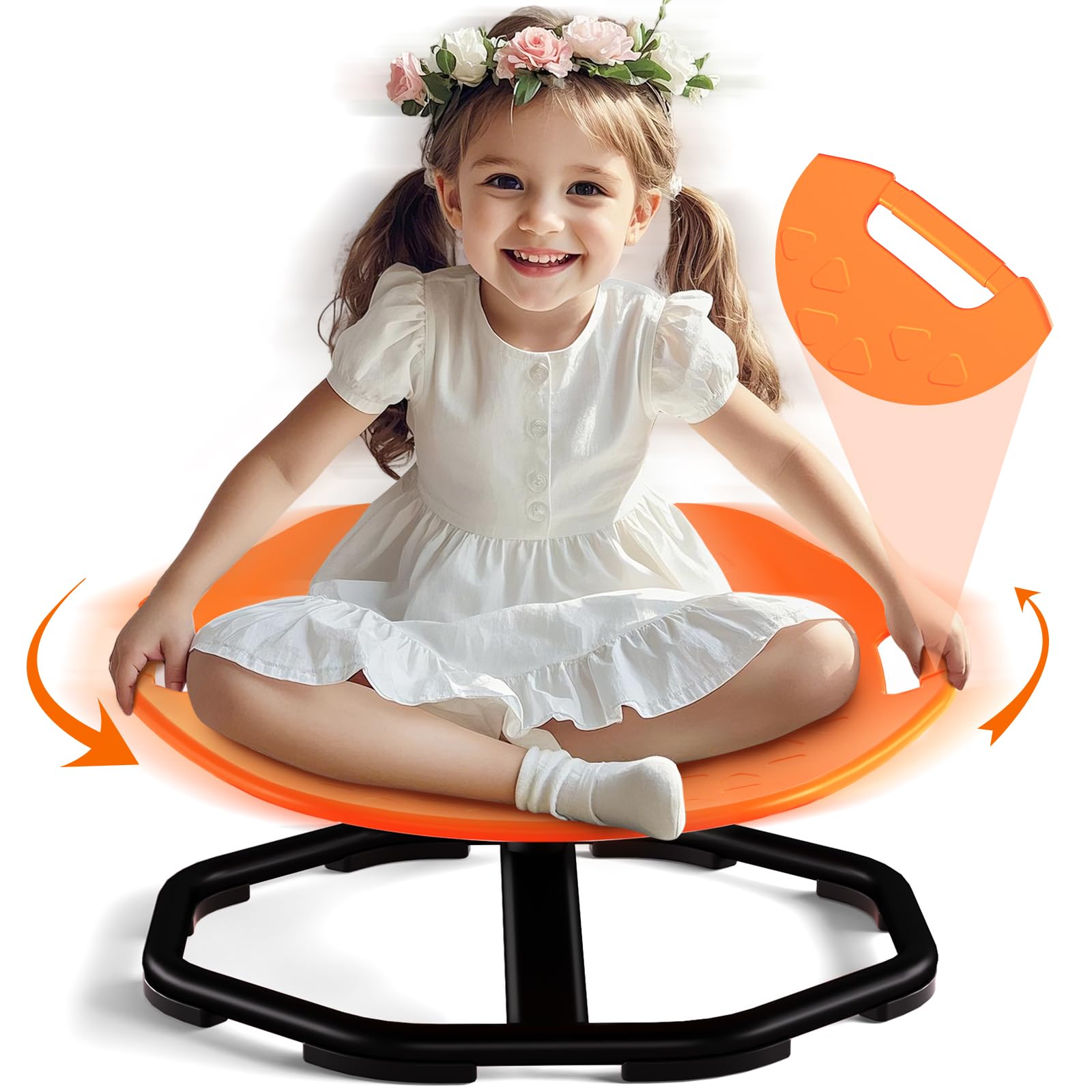 Winnrok Spinning Chair for Autism with Handles, Kids Spinny ADHD Chair Swing, Childrens Autistic Sensory Room Equipment, Sit and Spin Swivel Toys for Toddlers Boys Girls Christmas Birthday Gifts