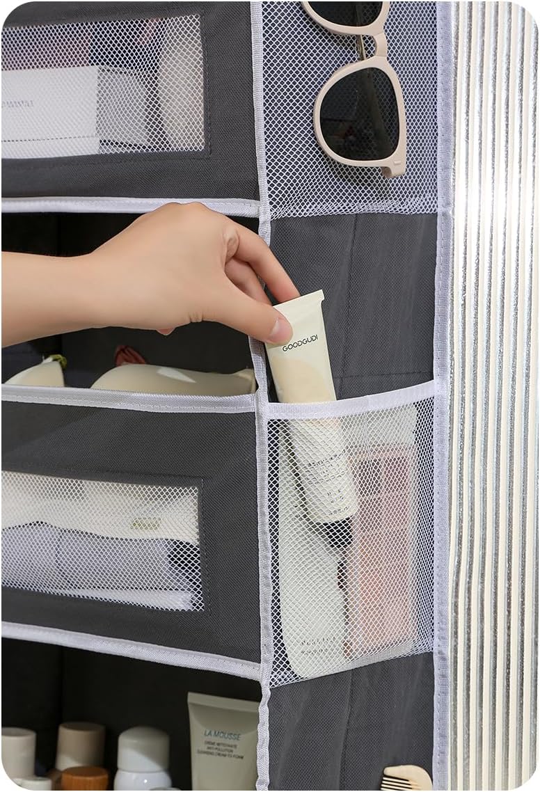 Over The Door Organizer Storage, 5 Shelf Hanging Door Organizer with 5 Large Capacity Pockets, Anti Tilt 44 lb Load Hanging Organizer for Bedroom, Bathroom, Pantry, Nursery (Grey, 1 Pack) - Image 8