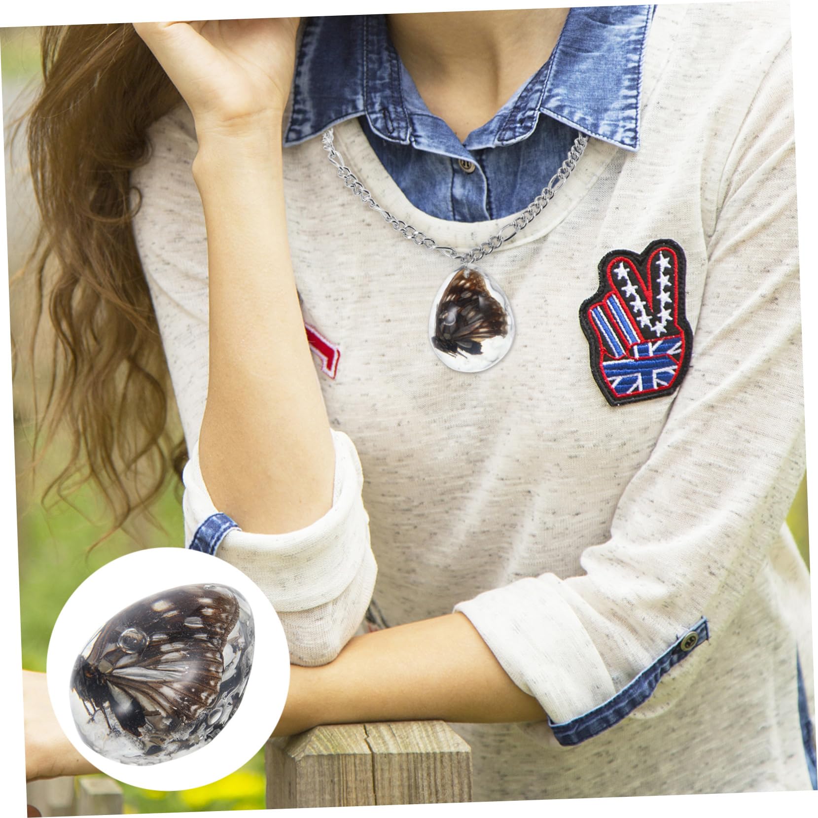 PartyKindom Amber Pendant Amber Ornament Amber Collection Butterfly Specimen Insect Amber Decoration Insect Amber Specimen Amber Stone Pendant Amber Stone Charm Amber Charm Transparent Beeswax