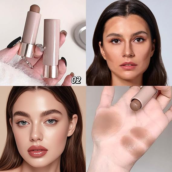Cool Toned Contour Stick - Creamy Blendable Bronzer for Face Sculpting, Waterproof & Long-Lasting Smooth Finish, Unique Design for Effortless Shaping, Lightweight Hydrating (01)