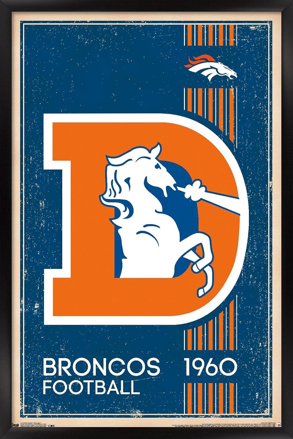 Trends International NFL Denver Broncos - Retro Logo 14 Wall Poster, 22.375" x 34", Black Framed Version