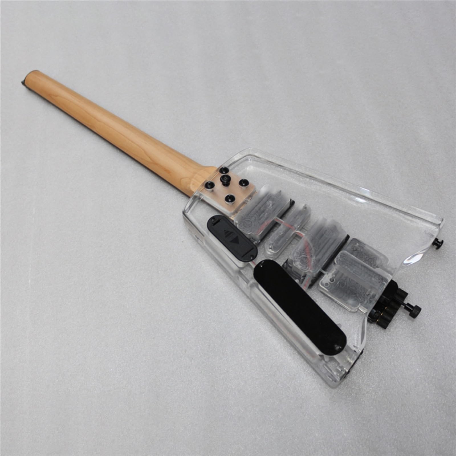 Bezgłowa przenośna gitara podróżna akrylowa podstrunnica z palisandru mini gitara elektryczna Początkujący Bezgłowy Gitara Elektryczna