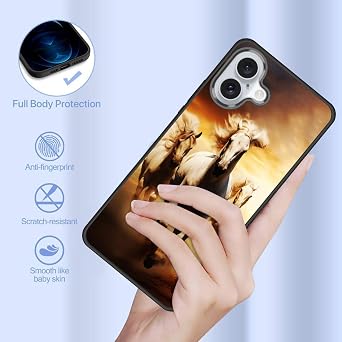 for iPhone 17 Case,Slim Anti-Scratch Shock Absorbent Silicone Protective Case Cover for iPhone 17,Galloping White Horses