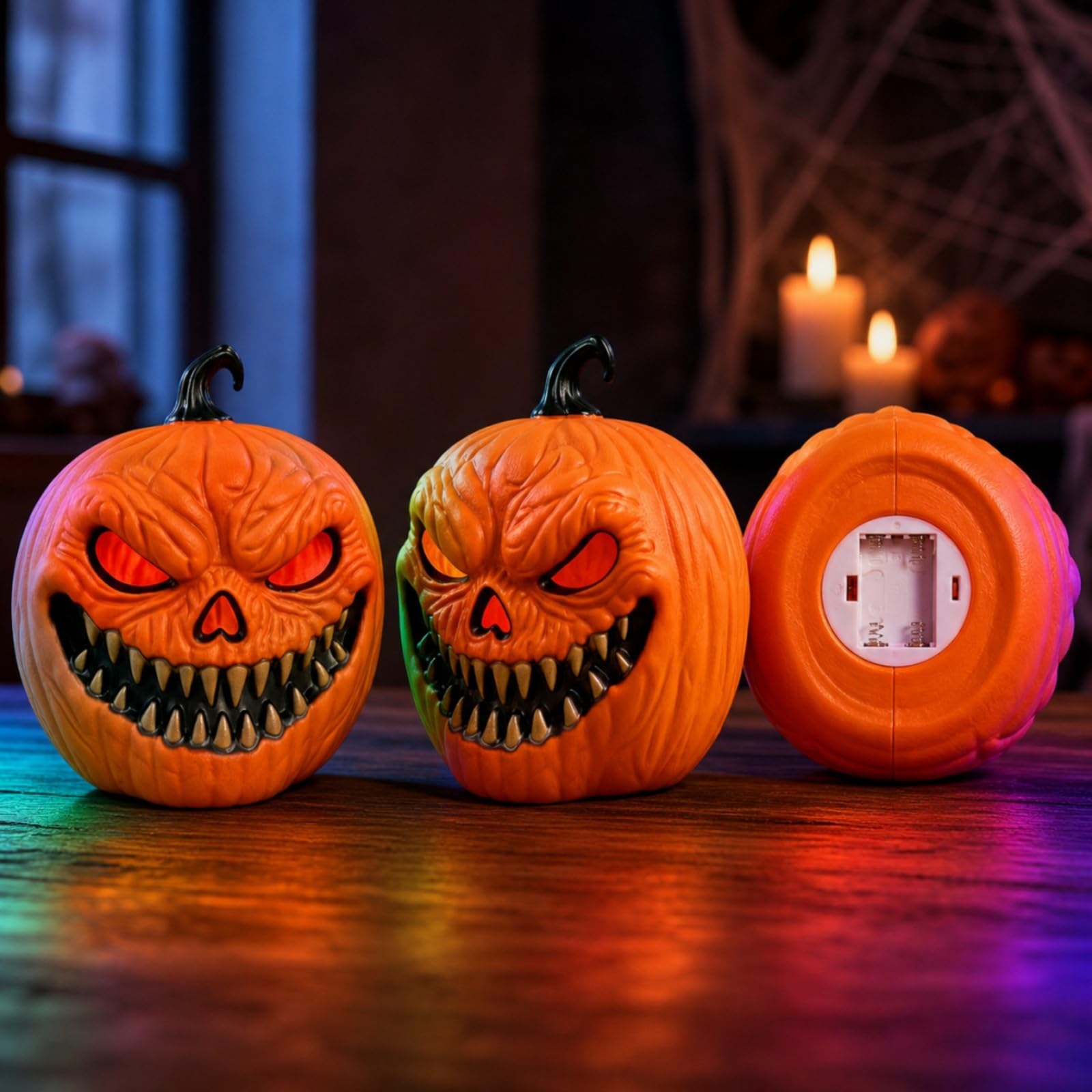Gralara Zucca Luminosa Festiva Jack-o'-Lantern | Facile da Usare, Zucca di Halloween con Luce, Calda, per Tavolo, Vocale