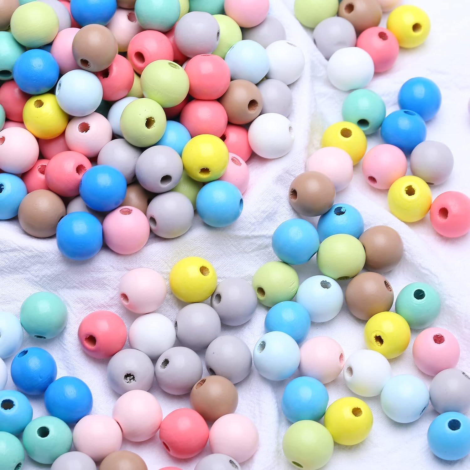 DAHI 500PCS Colorful Wooden Beads 10mm Natual Wood Beads Colored Assorted Farmhouse Loose Craft Bead Painted Wooden Beads for Jewelry Making?10mm