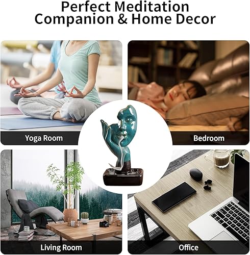 Miniatura 6 de YYW Quemador de incienso en cascada con 20 conos de incienso y 30 varillas de incienso, cascada de reflujo hecho a mano de cerámica para contemplar