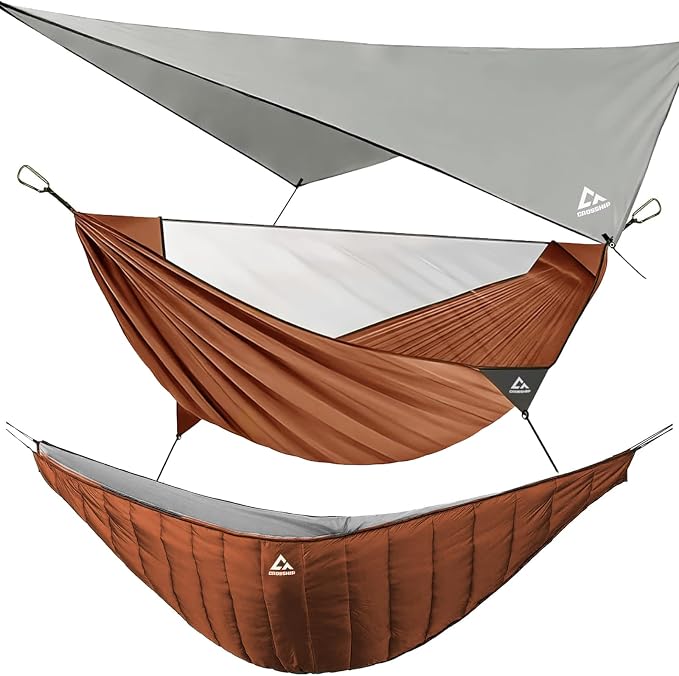 Camping Hammock with Mosquito Net, Underquilt & Rain Fly Tarp – 2 Person Portable Backpacking Hammock Set for Hiking, Backpacking, Travel, Backyard, Beach – Holds Up to 500lbs (Green)