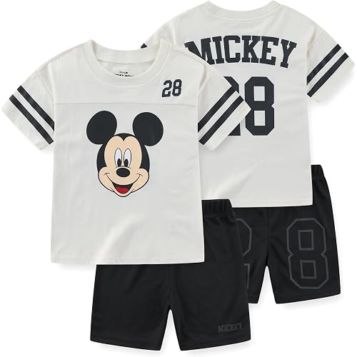 Disney Mickey Mouse Boys Short Sleeve T-Shirt and Mesh Short Set for Toddler and Big Kids