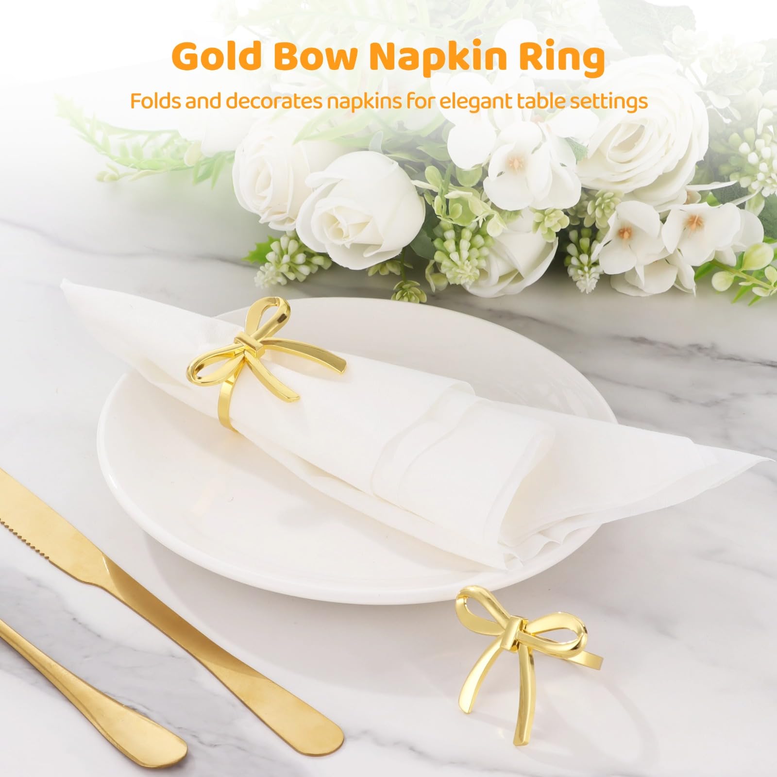 Lot de 24 Ronds de Serviette nœud doré 5,8 cm, Design nœud élégant en Alliage de Zinc, Finition dorée Brillante Longue durée, idéal pour Mariages, fêtes et décoration de Table de fête