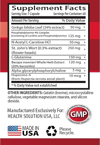 Miniatura 5 de cerebro y memoria - potenciador de cerebro y memoria - aumenta la velocidad de procesamiento, suplemento de claridad mental y enfoque, suplemento de