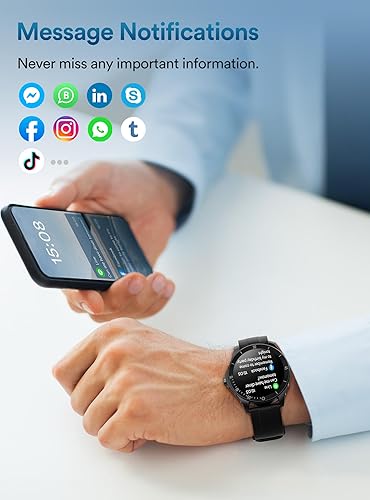 Miniatura 7 de Quican Reloj inteligente, rastreador de fitness con altavoz de llamadas Dail, pantalla táctil HD IP68 resistente al agua, 100 modos deportivos,
