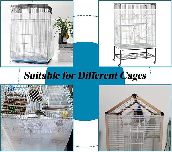 ASOCEA Extra Large Cage À Oiseaux Graines De Recueil De Graines Jupe Garde Couverture de Cage à Oiseaux Filet de Perroquet en Maille de Nylon pour Cages Rondes et Carrées (Blanc, 118*31.5in/300*80cm) - 5