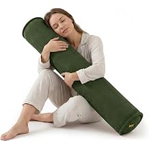 Body Pillow for Adults   Corduroy Long Round Bolster Pillow for Bed, Cuddle Pillow with Full Support for Side Sleepers & Restful Sleep,39 x 7.87 Inches,Avocado Green
