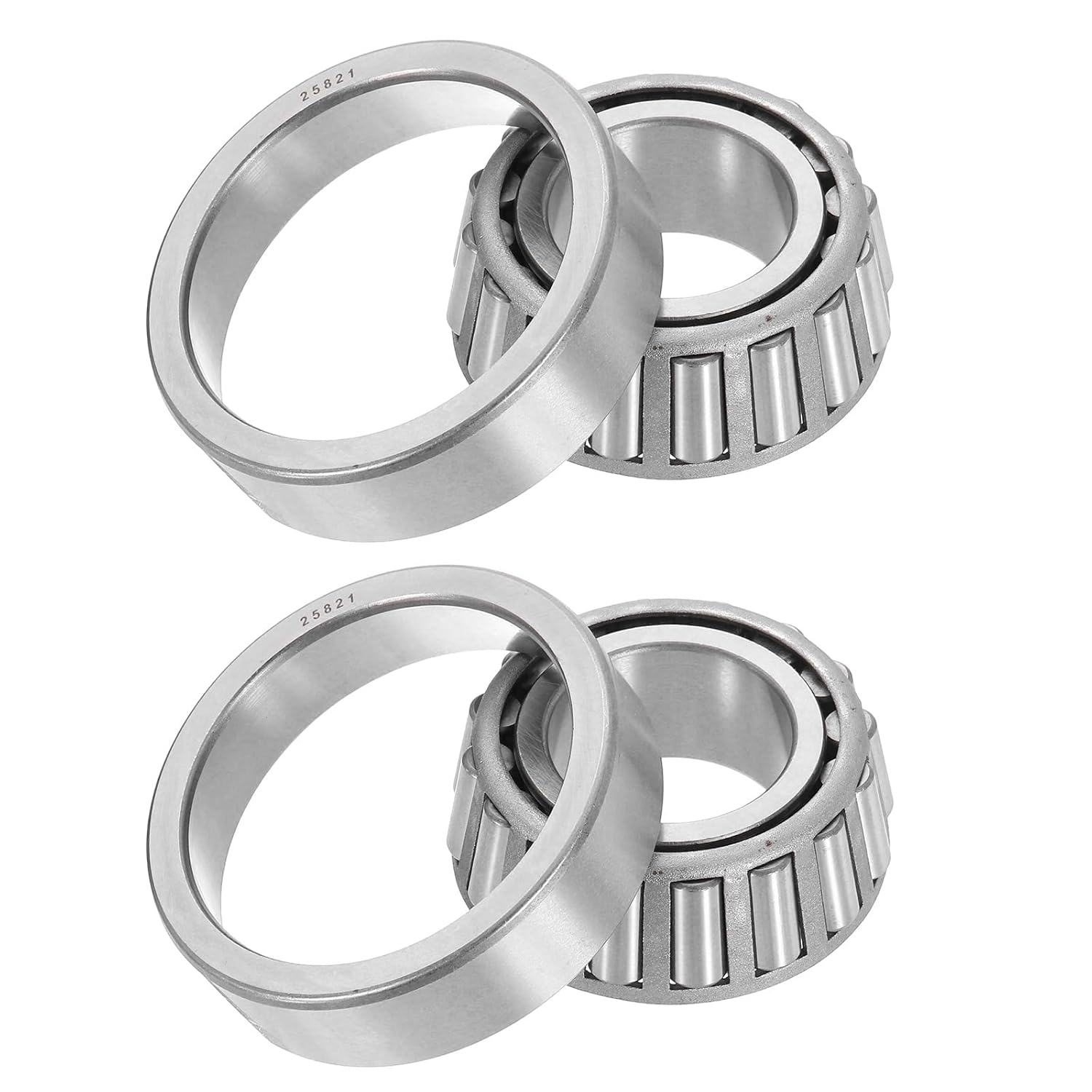 uxcell 2pcs 25877/25821 Tapered Roller Bearing Cone and Cup, 1.375" Bore x 2.875" OD x 0.9375" Thick, Chrome Steel Taper Bearing Set, ABEC-3