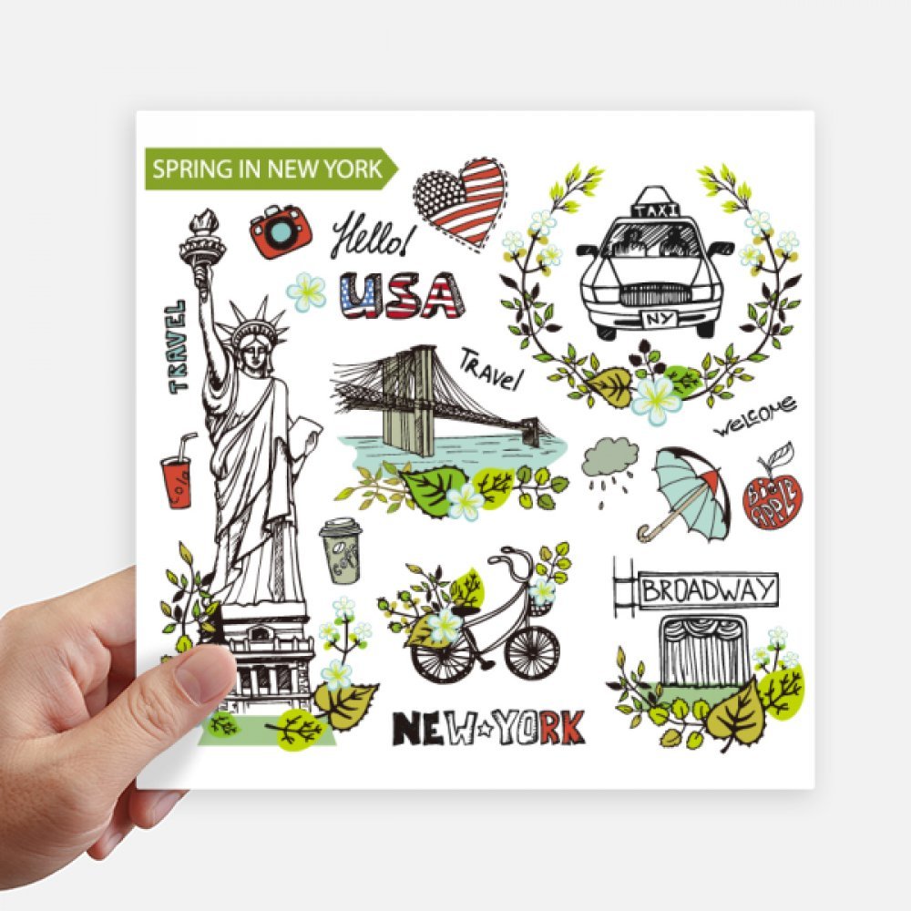 Autocollant carré New York Liberty Amérique du Graffiti de 20 cm pour valise et mur