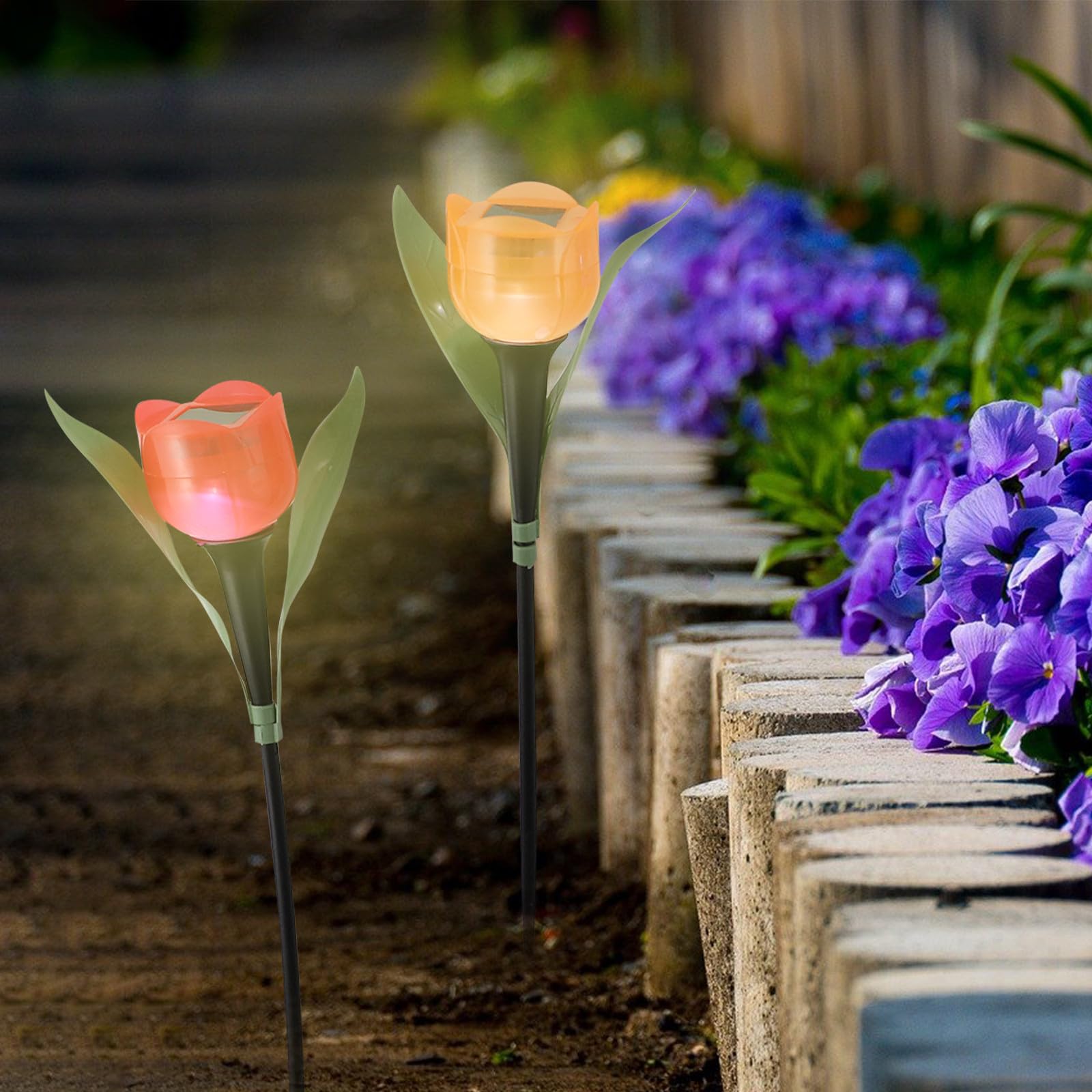 BESPORTBLE Solar Blumenwegleuchte Tulpen Design Abs für Außenbeleuchtung