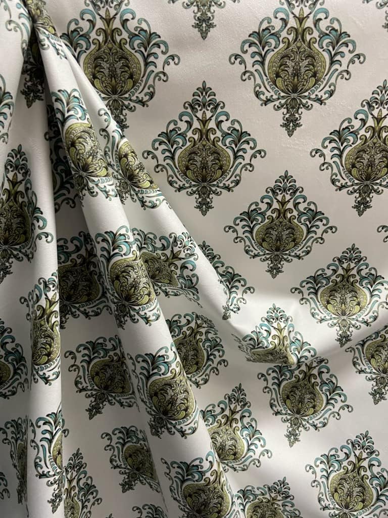 Damask Motif Design Luxurious Velvet Fabric Digital Printed Upholstery Material for Sofa Dinning Chairs Cushion Cover Craft - Width 54 inches - Fabric by The Yard - Blue