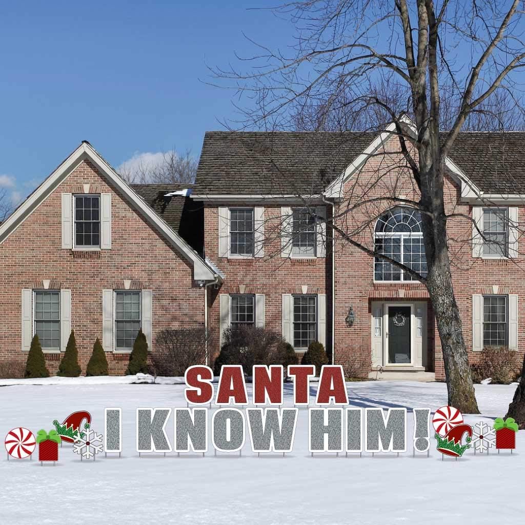VictoryStore Christmas Yard Sign Outdoor Lawn Decorations: Santa I Know Him Letters Yard Display 22pcs Includes Stakes