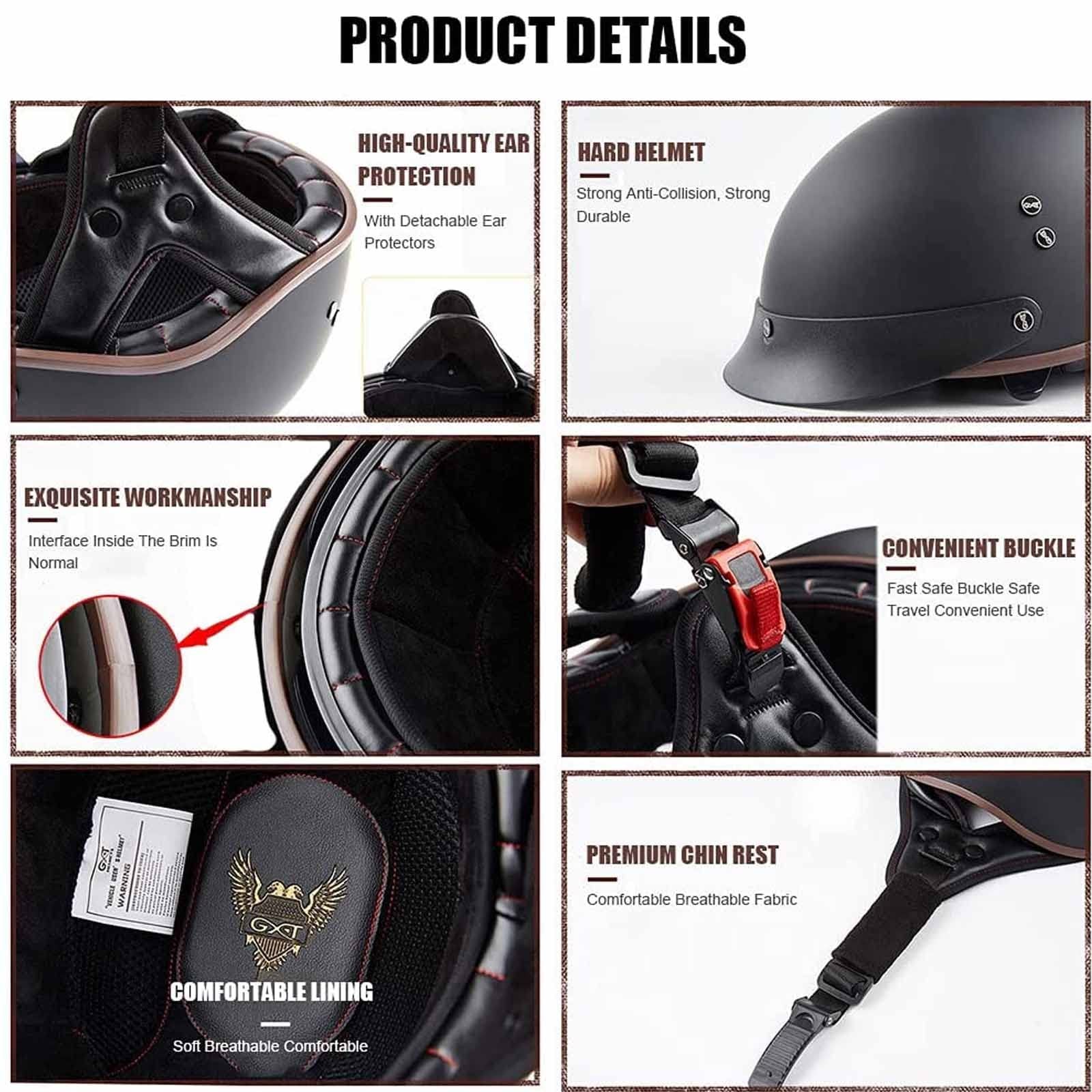 Caschi Cromwell Caschi Jet e Demi-Jet Casco Moto A Mezzo Casco Retrò Casco di Sicurezza per Scooter Chopper Cruiser Certificazione DOT/ECE con Visiera per Adulti