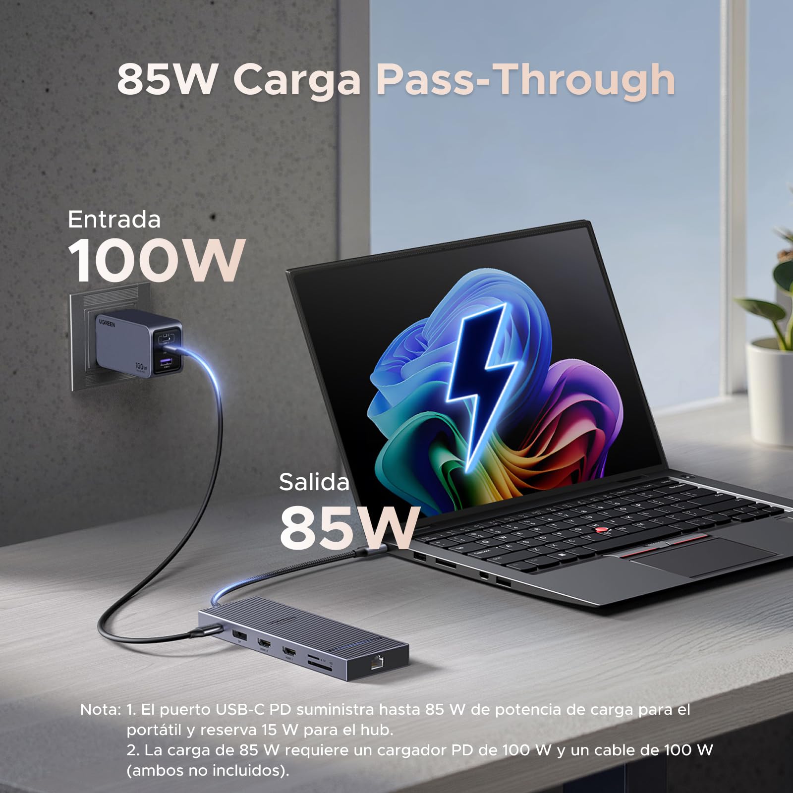 UGREEN Revodok Pro 3121 Hub USB C 12 en 1 Docking Station Pantalla Triple | 10Gbps, Doble HDMI 4K60Hz, 1 DisplayPort 4K120Hz, USB Multipuerto 2A2C, Ethernet Gigabit, PD 100W Carga, SD TF, Audio 3.5mm