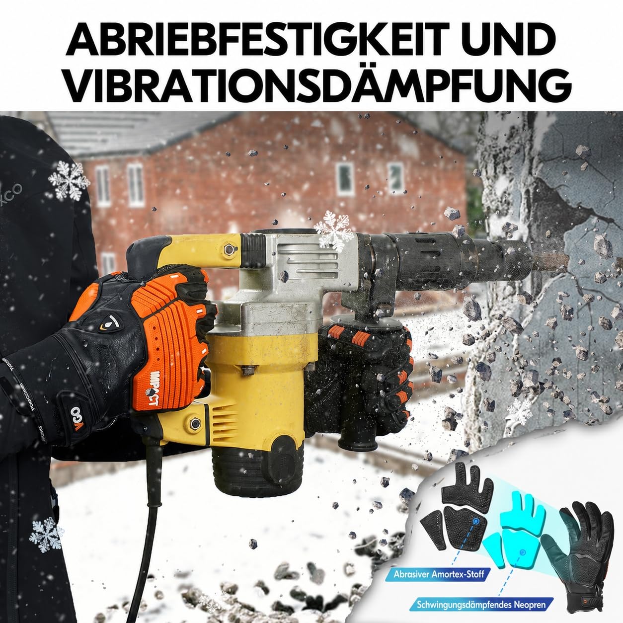 Vgo... Winter-Mechaniker-Handschuhe, Sicherheitsarbeitshandschuhe für Kühllager oder Gefrierschrankn, Wasserdicht, Futter, Verringerung von Stößen und Vibrationen, -20℃/-4°F (CA7722FLWP,L,Schwarz)