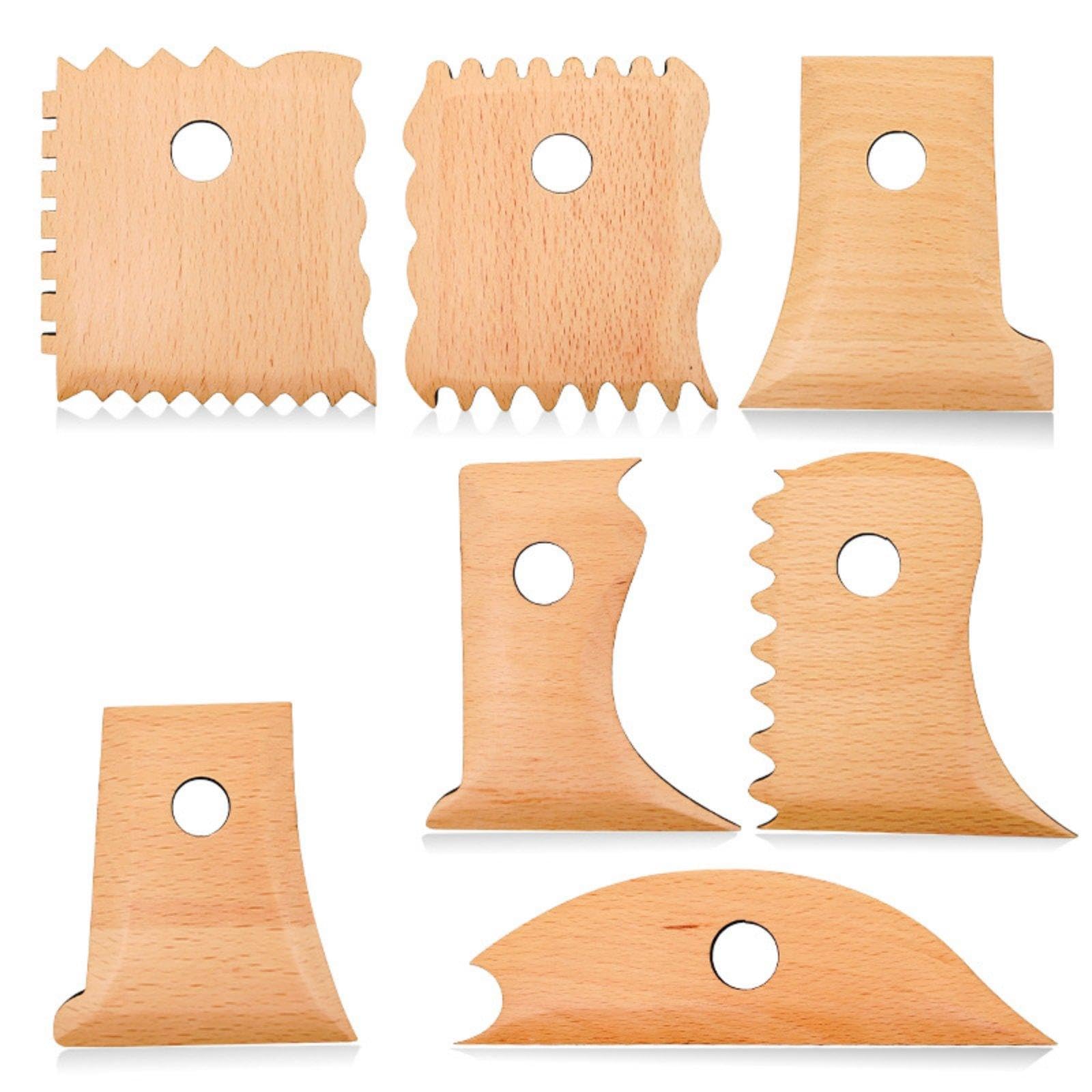 7 Pieces Clay Trimming Tool DIY Wooden Pottery Rib Easy to Shape Potter Rib Tool Set for Art Class|Crafts| Sculpting, Molding & Ceramics| Ceramics & Pottery| Pottery Tools & Sets-image-40