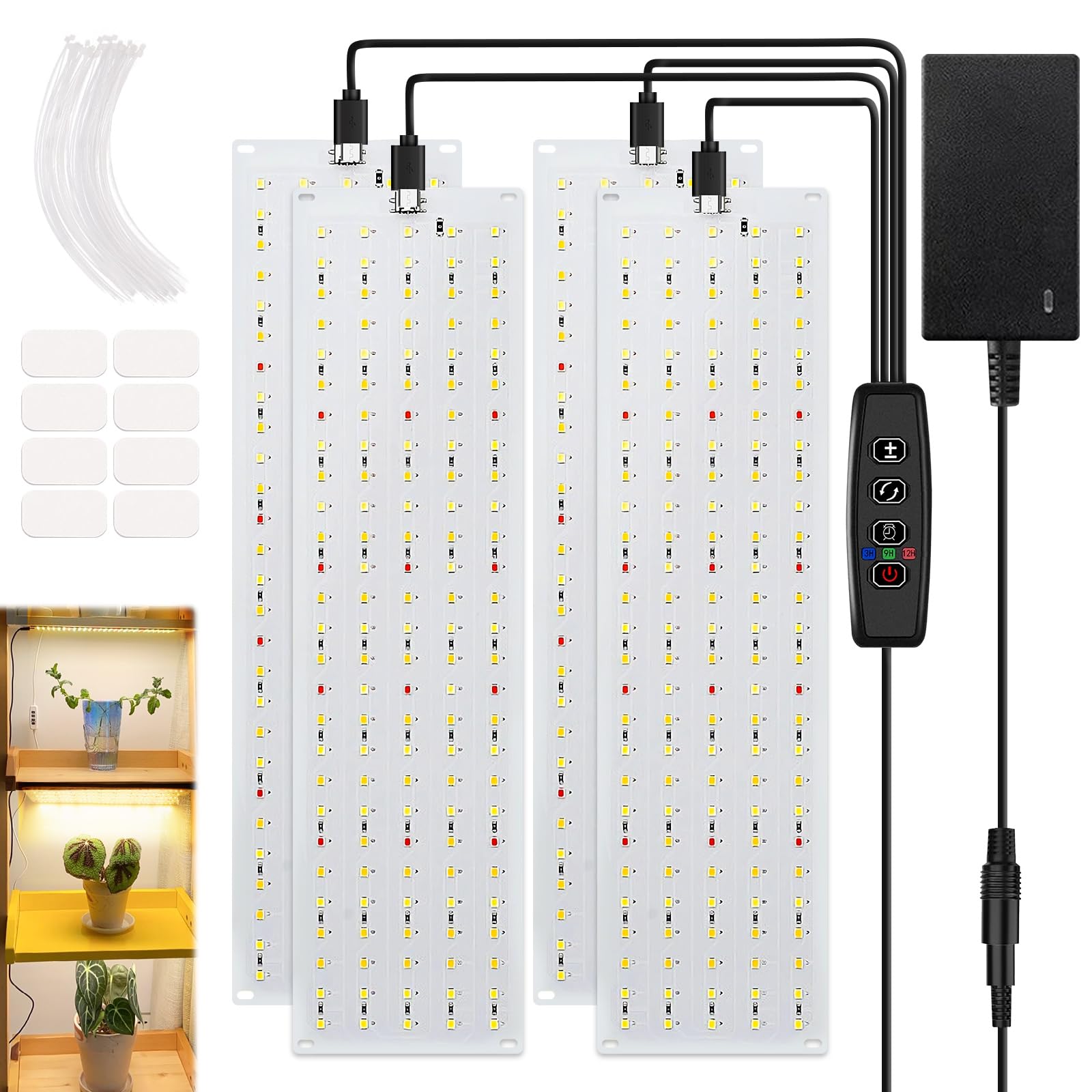 Lampe de Croissance LED,4x135 LEDs Lampe Horticole,Lampe Plante Interieur,Lampe de Plante Spectre Complet,Lampe de Culture avec Minuterie,3 Modes,10 Luminosité,pour Plantes D'intérieur (Blanc)