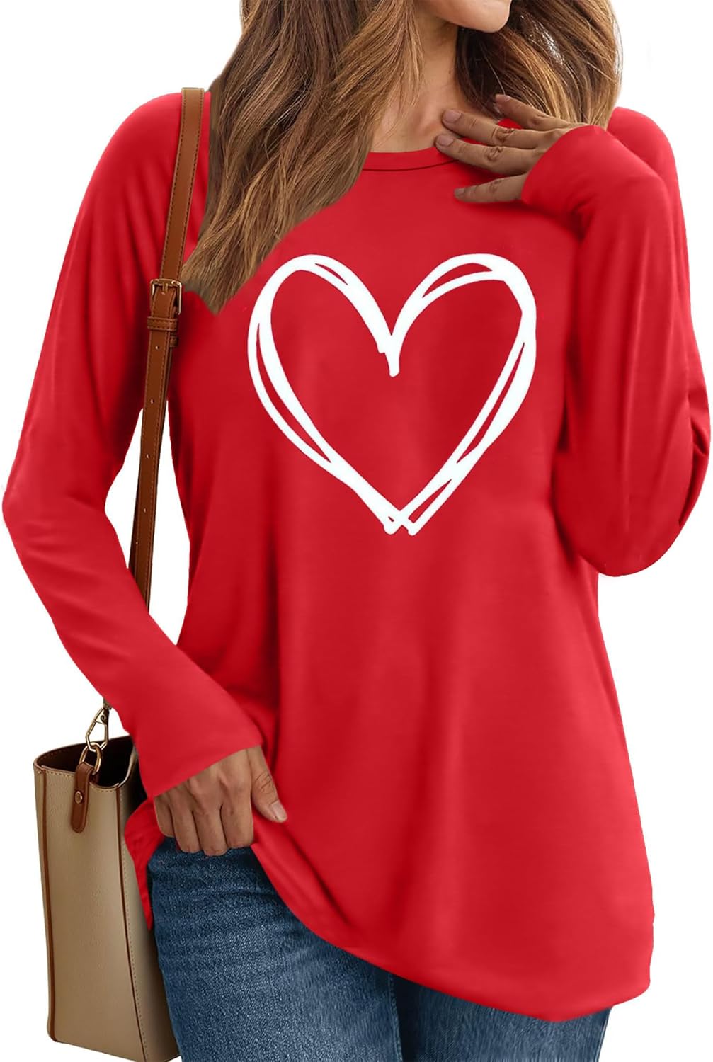 Womens Love Heart Raglans T-Shirts Casual Long Sleeve Valentine's Day Graphic Tees Tops - Image 4