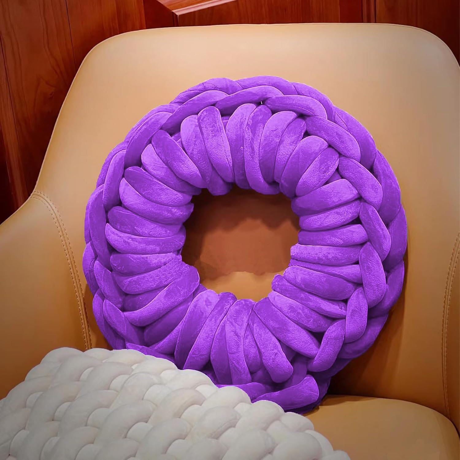 Velvet Chunky Yarn – Machine Washable Jumbo Tube Yarn for Arm Knitting, No Needles DIY, Super Soft Bulky Velvet Yarn for Blanket, Pet Bed, Rug, Pillow, Beginner Friendly(DarkViolet 2.2lb)