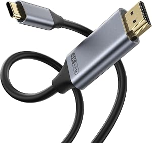USB C to HDMI Cable (4K@60Hz) 6.6FT, Flexible USB Type C to HDMI Cord Adapter, Thunderbolt 3/4/5 Compatible with iPhone 16/15 Series, MacBook Pro Air, iPad Pro, XPS, Galaxy S25/S24, Dell, Surface