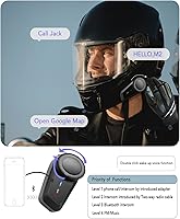 Vista 6 de Auriculares Bluetooth para motocicleta, MaxTo M2, casco de motocicleta Bluetooth5.0, 6 vías 3280 pies, sistema de comunicación de intercomunicación