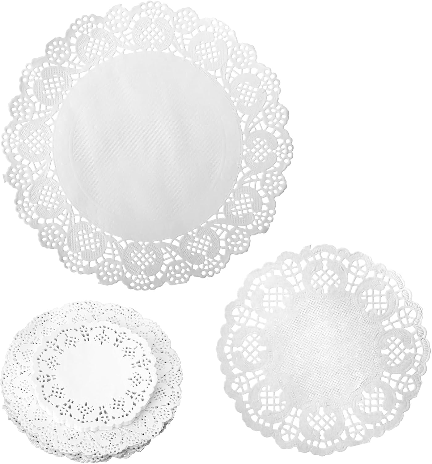 COMNICO 200PCS Paper Lace Doilies Combo Round Disposable Oil Absorbent