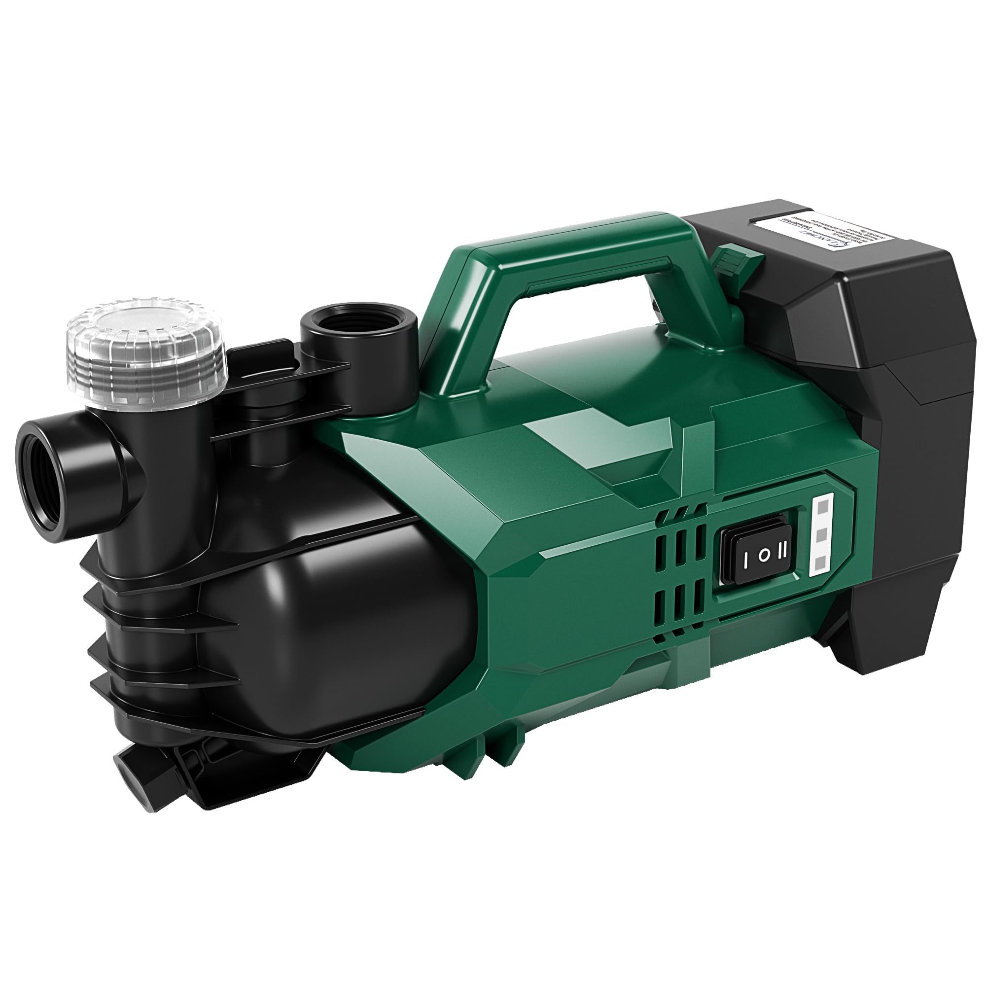 LANCHEZ Akku Gartenpumpe 2800 L/H, 18V 2000 mAh Akku, Max. Förderhöhe 22 m, ECO-/ Boost-Modus, Überlastschutz, Tragbare Akku Wasserpumpe für Regenfässer, Zisternen, Gartenteiche