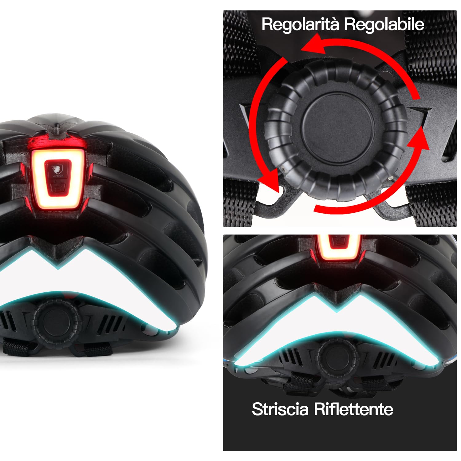 Caschi da Bici per Uomo e Donna, KINGLEAD Casco da Bici MTB con Occhiali Magnetici e Luce USB Ricaricabile, Casco da Corsa per Mountain Bike Regolabile con Strisce Riflettenti