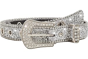 Womens Vintage Rhinestone Belt Western Cowgirls Style Sequin Diamond Bling Belts for Jeans Dress Pants