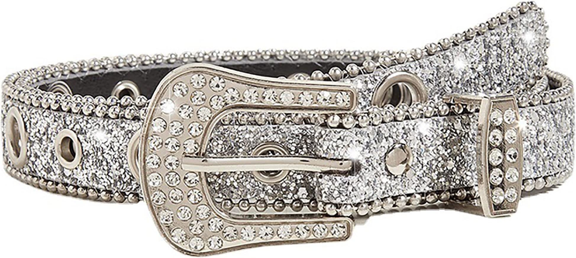 Womens Rhinestones Studded Belts Bling Diamond Cowgirl Belt for Jeans
