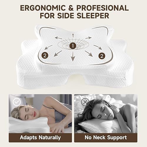 Miniatura 2 de Almohada para dormir de lado para adultos con funda de enfriamiento, almohada ergonómica de espuma viscoelástica para personas que duermen de lado