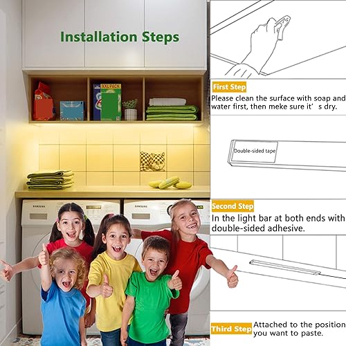 Vista 56 de Luz LED con adaptador de corriente, de 12 pulgadas, con función de memoria, blanca fría 6000 K, para debajo del gabinete, armario, mesa de trabajo