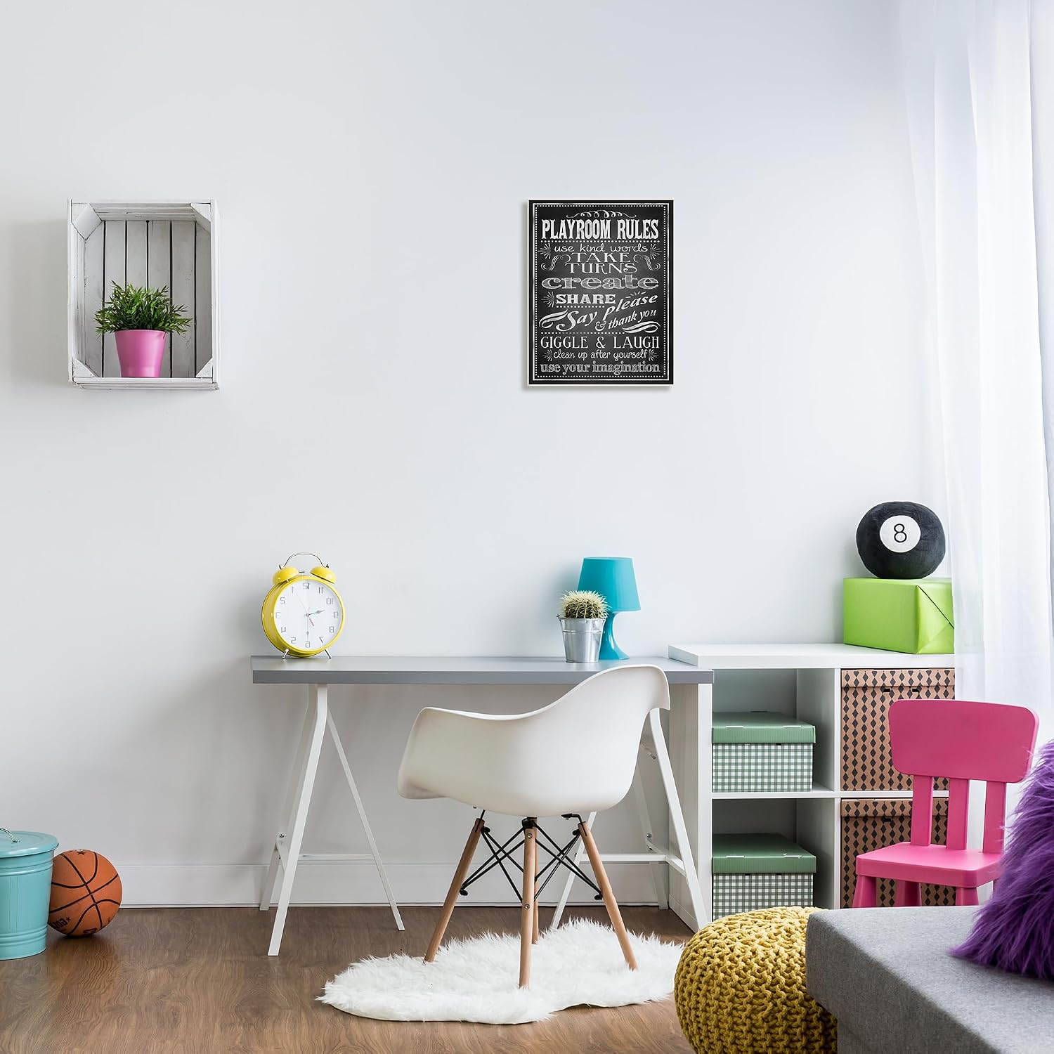 Stupell Industries 'Black And White Playroom Rules Use Kind Words ', Wall Plaque Art, 13 x 19 Inches, Easy to Hang and Sturdy, Made in USA, by Reesa Qualia