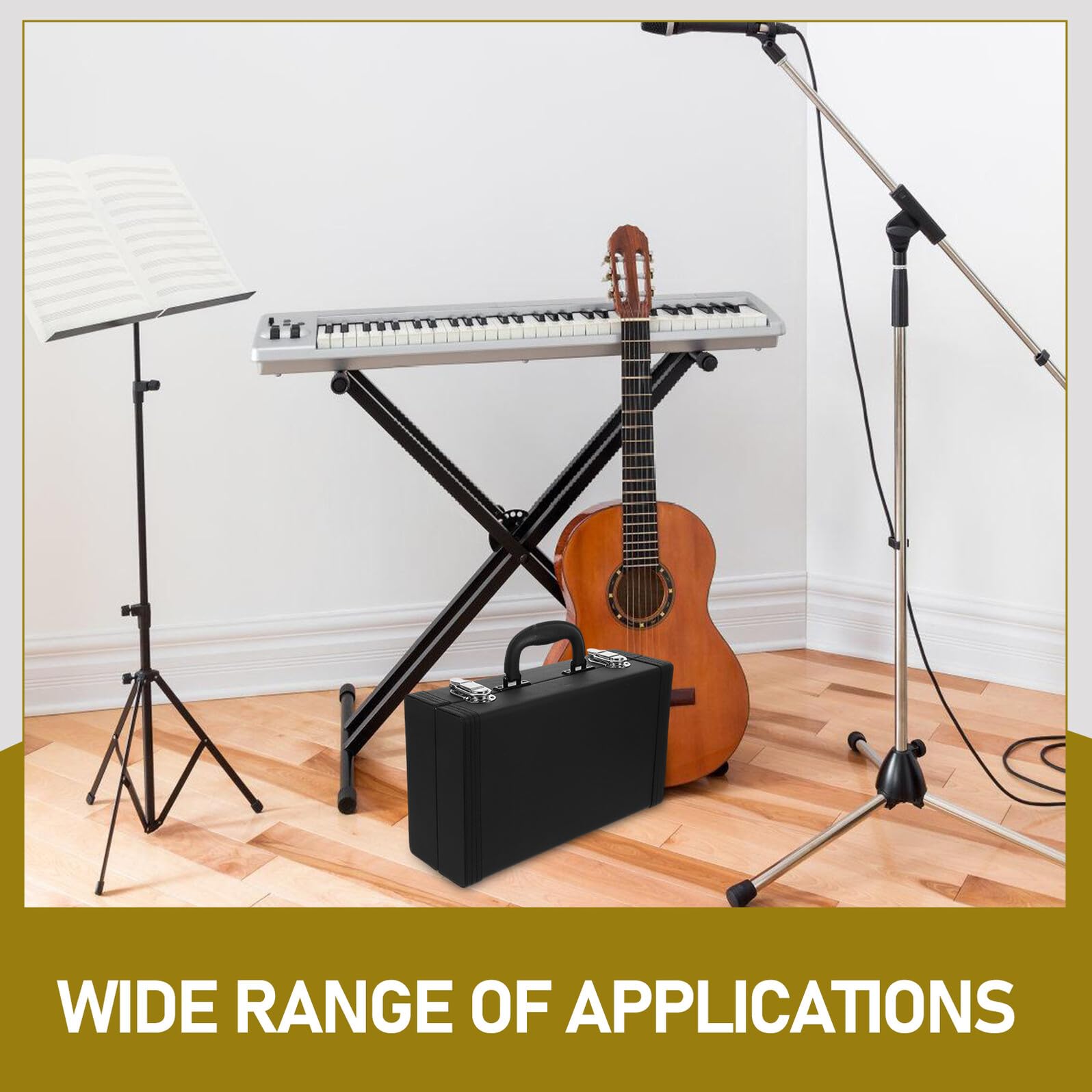 Abaodam Estuche Rígido para Clarinete Portátil PU con Cierre de Pestillo Asa Ergonómica y Protección contra Impactos Bolsa de Almacenamiento para Instrumento Musical Negra