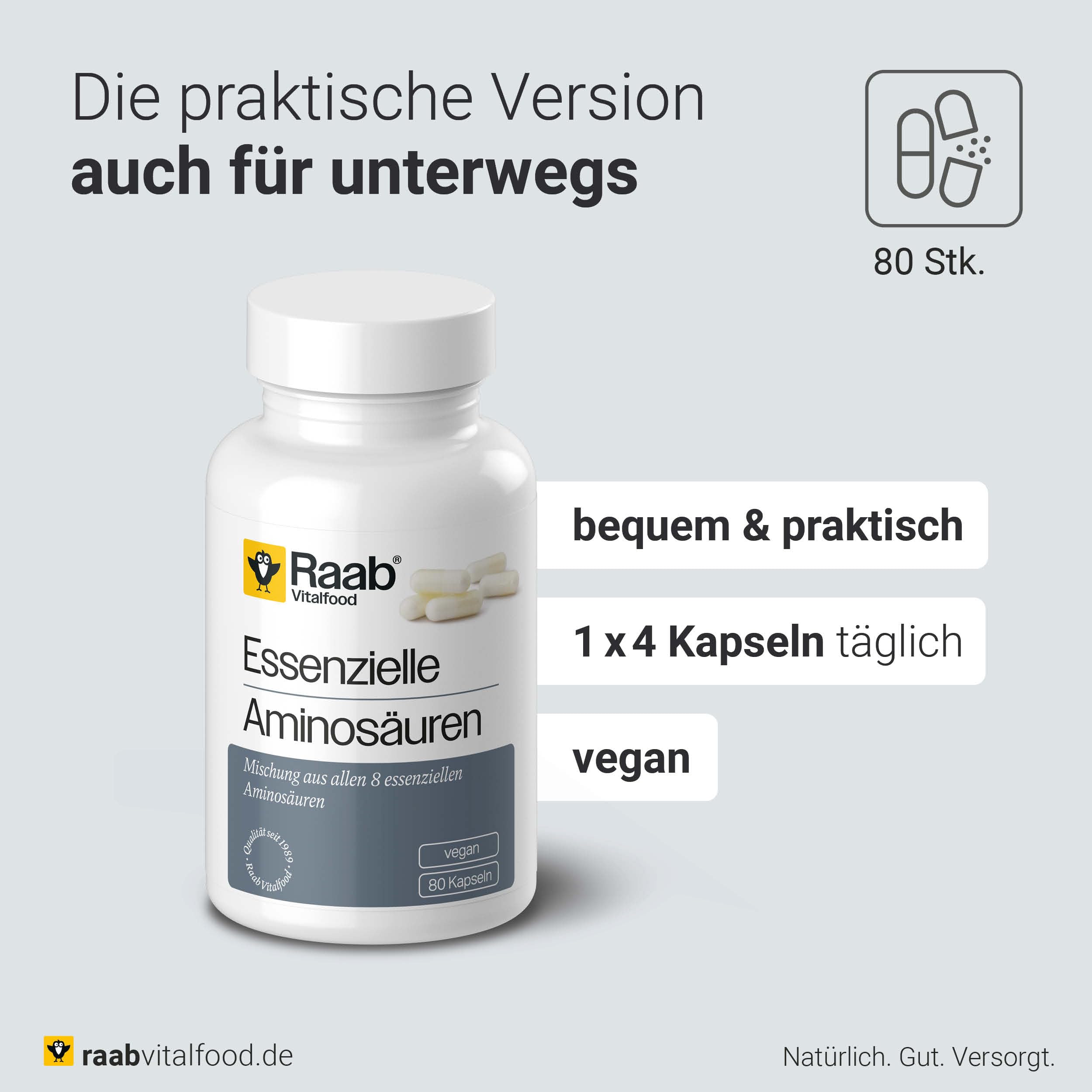 Essenzielle Aminosäuren Kapseln 80 à 600 mg 1 x 48 g